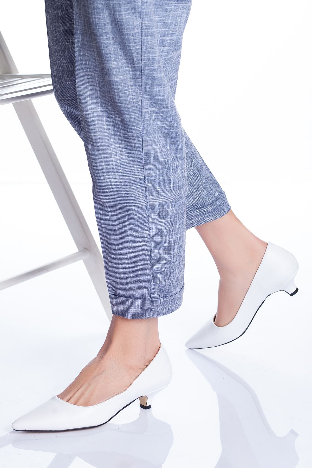 Odella Topuklu Ayakkabı BEYAZ CİLT