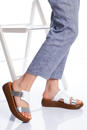 Lori Hakiki Deri Sandalet BEYAZ