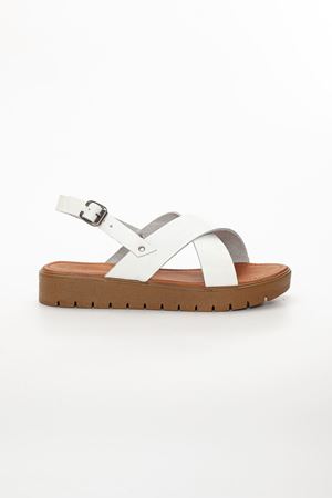 Cara Hakiki Deri Sandalet BEYAZ