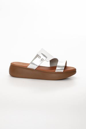 Lori Hakiki Deri Sandalet BEYAZ