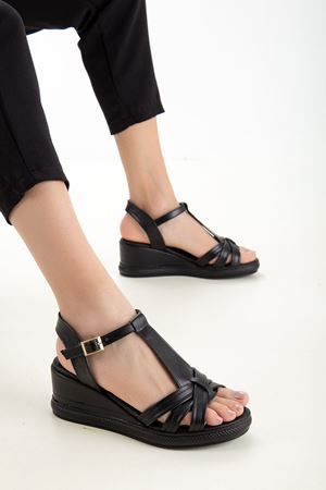 Miss Kadın Topuklu Sandalet Siyah Cilt