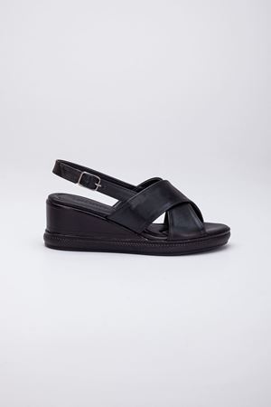 Monsi Kadın Topuklu Feta Sandalet Siyah Cilt