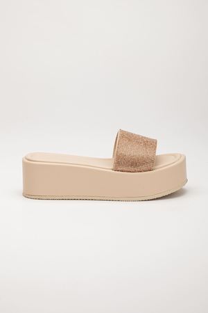 George Kadın Dolgu Taban Taşlı Terlik Rose