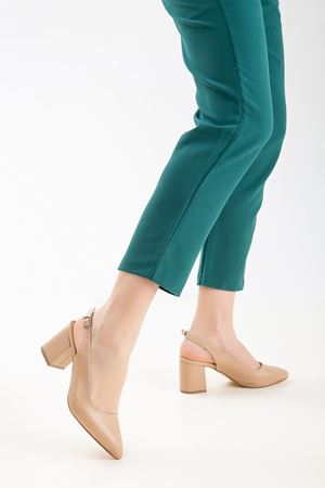 Odin Kadın Arkası Açık Topuklu Ayakkabı Nude Cilt