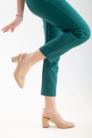 Odin Kadın Arkası Açık Topuklu Ayakkabı Nude Cilt