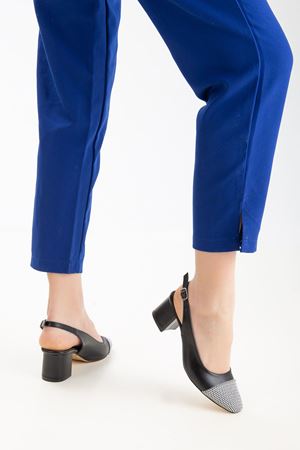 Fred Kadın Desenli Topuklu Ayakkabı Siyah Cilt