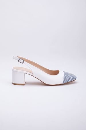 Fred Kadın Desenli Topuklu Ayakkabı Beyaz Cilt