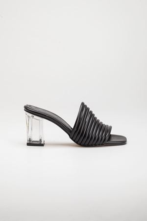 Harper Kadın Şeffaf Ökçe Topuklu Terlik Siyah Cilt