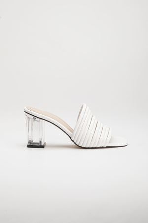 Harper Kadın Şeffaf Ökçe Topuklu Terlik Beyaz Cilt