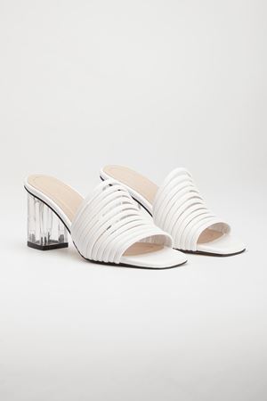 Harper Kadın Şeffaf Ökçe Topuklu Terlik Beyaz Cilt
