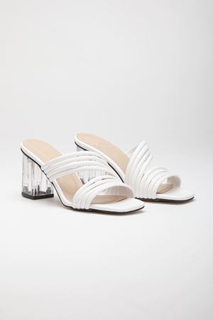 Luca Kadın Şeffaf Ökçe Topuklu Terlik Beyaz Cilt