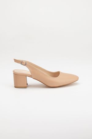 Vako Kadın Arkası Açık Topuklu Ayakkabı Nude Cilt