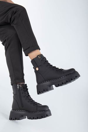 Miles Kadın Kalın Taban Bot Siyah Cilt