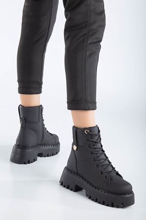 Miles Kadın Kalın Taban Bot Siyah Cilt