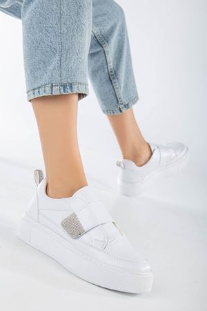 Yelsi Kadın Cırtlı Spor Ayakkabı Beyaz