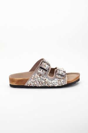 Bayan Taşlı Ortopedik Tabanlı Çift Tokalı Terlik Bej