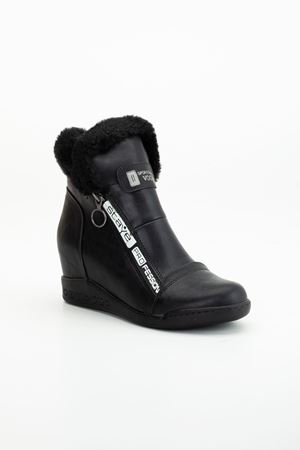 Staye Gizli Ökçe Fermuarlı Siyah Cilt Bot