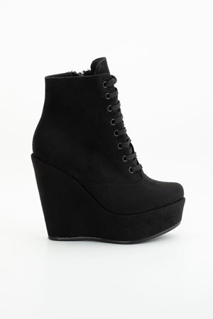 Viva Kadın Fermuarlı Siyah Süet Platform Bot