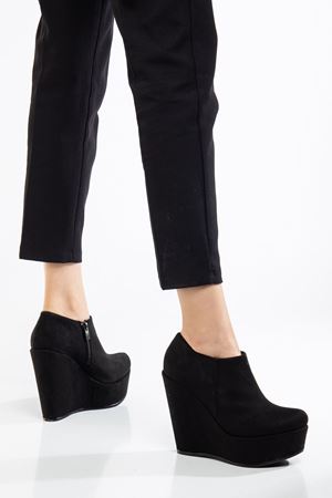 Gloria Siyah Süet Dolgu Taban Platform Bot