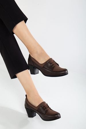 Ovis Kadın Kahve Cilt Topuklu Ayakkabı