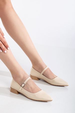 Kadın Günlük Bej Cilt Baretli Babet