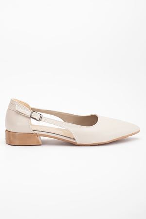 Kadın Günlük Karnı Yarık Sivri Burun Babet Ten Cilt