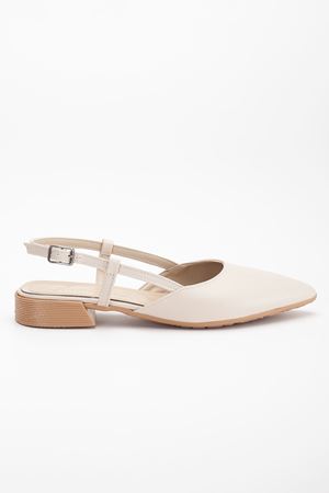 Kadın Günlük Arkası Acık BEJ Cilt Sivri Burun Babet