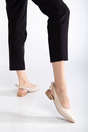 Melid Günlük Kadın Arkası Açık Fiyonklu Sivri Babet TEN Cilt