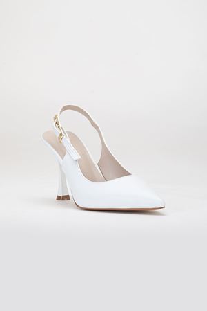 Kadın Beyaz Cilt Stiletto Sivri Burun Topuklu Ayakkabı