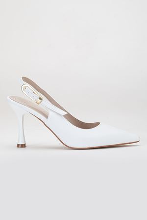 Kadın Beyaz Cilt Stiletto Sivri Burun Topuklu Ayakkabı