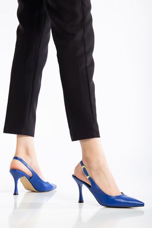 Kadın Lacivert Vegan Cilt Stiletto  Topuklu Ayakkabı